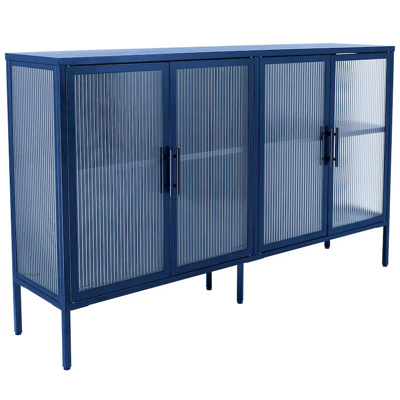 Metallschrank mit gehärteter Glasscheibe und verstellbarem Einlegeboden