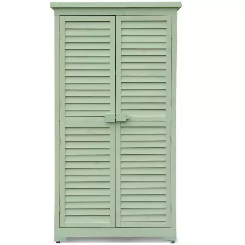 Abri de rangement extérieur étanche de 63 pouces, avec étagères amovibles, serrures, doubles portes à volets, grand abri en bois pour outils de jardin avec plancher pour terrasse et jardin