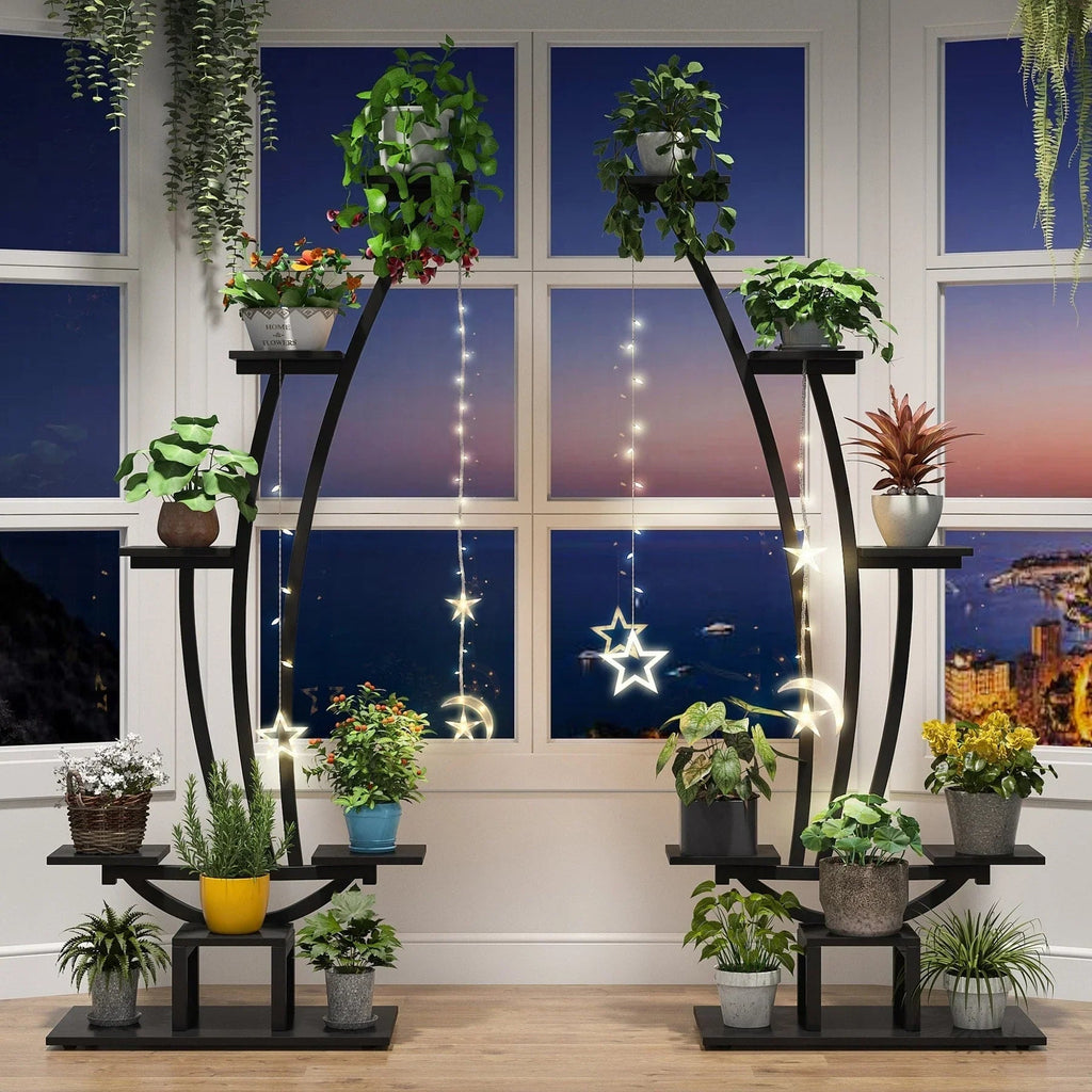 Pflanzenständer für Innenräume, sechsstufiges Blumenregal für Haus und Garten - 2er-Set