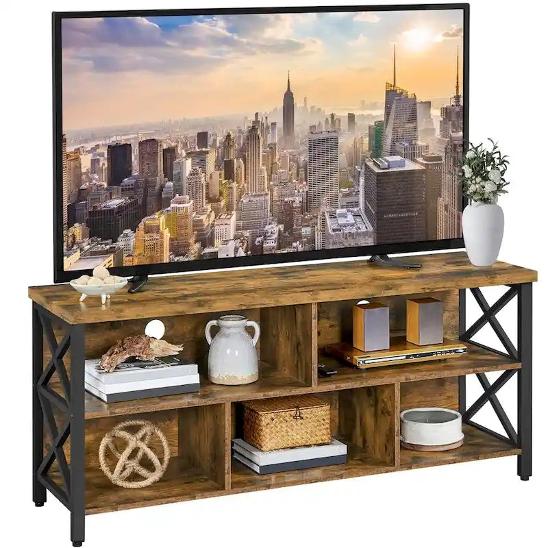 Yaheetech 65-Zoll-TV-Ständer im Industrial-Stil mit 5 TV-Stauraumschränken