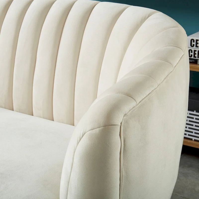 Albany zeitgemäßes Samt-Mikrofaser-Loveseat mit Knopfheftung von Silver Orchid