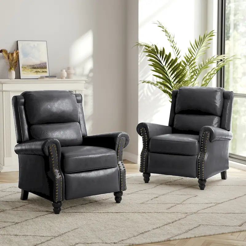 Ensemble de 2 fauteuils inclinables à dossier basculant avec assise rembourrée et clous décoratifs
