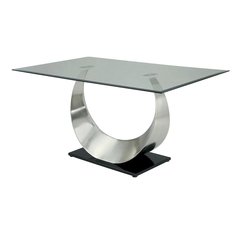 Heer Modern Black Steel U-shaped Pedestal 7-Piece Dining Set by Furniture of America