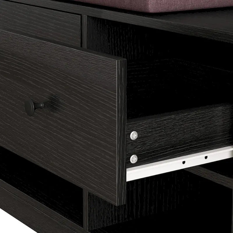 GDFStudio - Appendiabiti multifunzione Finn con panca portascarpe, pannello forato e ampio spazio contenitivo
