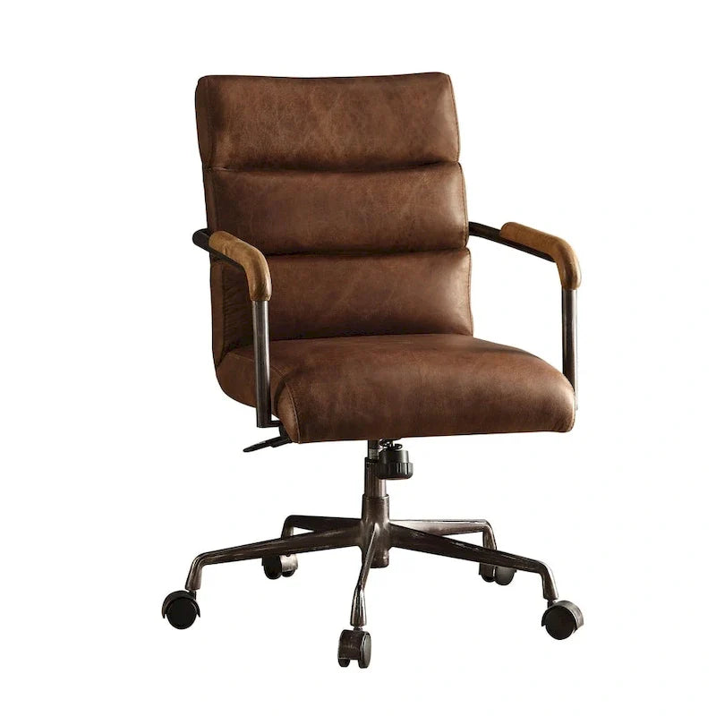ACME Harith Chefbürostuhl, Retro-Look, braunes vollnarbiges Leder