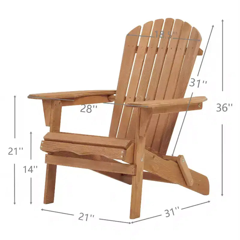 Set mit 2 klappbaren Adirondack-Stühlen aus Holz für draußen, mit Rückenlehne, Holz-Terrassenstühle für Garten und Hinterhof