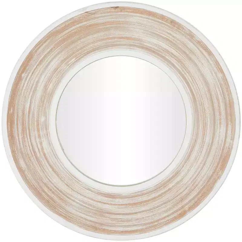 Specchio da parete in legno 35x35 con finitura effetto bianco decapato color crema - Olivia & May: nessun montaggio richiesto, cornice in MDF, per interni