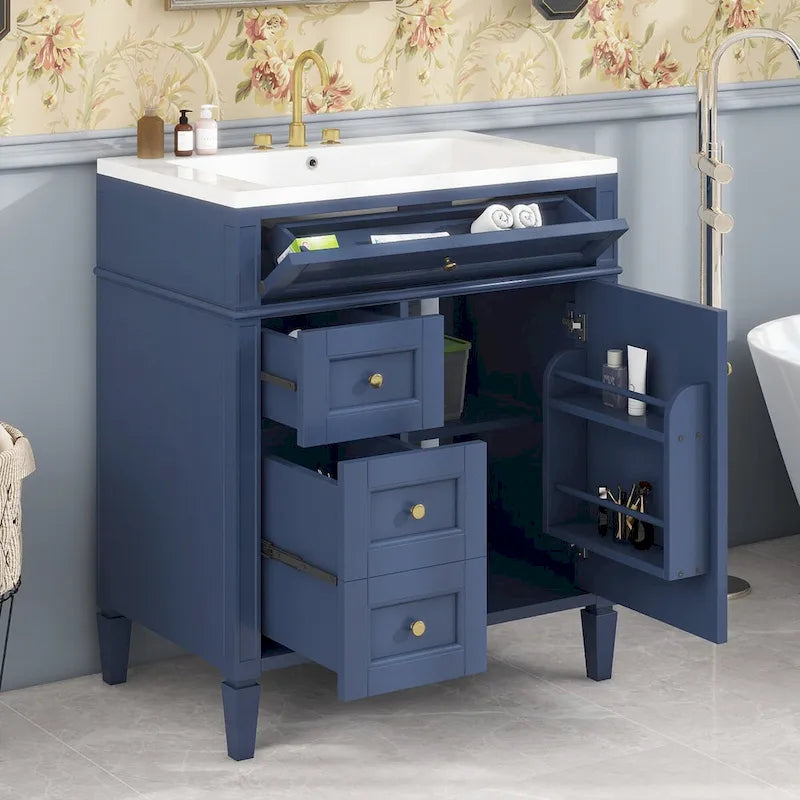 Meuble-lavabo de salle de bain avec vasque à poser et tiroir basculant