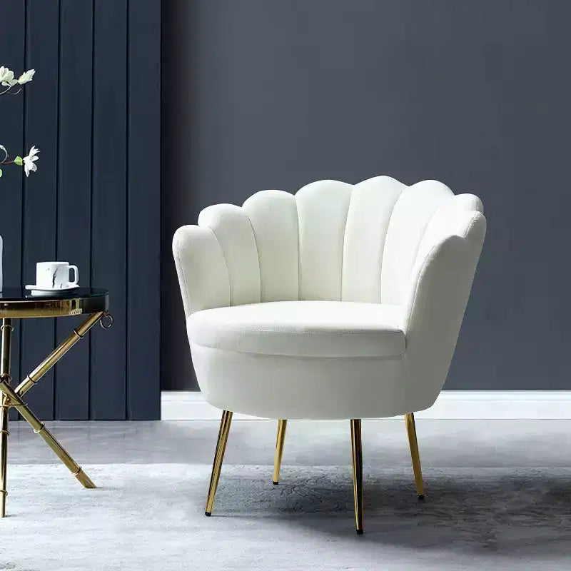 Comfy Barrel Chair with Golden Metal Legs, Living Room Accent Chair