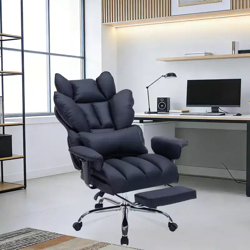 Großer und hoher Bürostuhl mit Fußstütze, Gamingstuhl mit hoher Rückenlehne, gepolsterter Chefsessel aus Leder, ergonomischer Computer-Schreibtischstuhl mit Lendenstütze