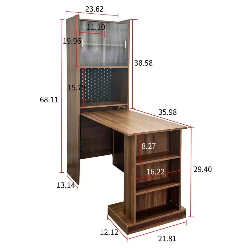 GDFStudio Sinclair moderne houten opklapbare studeertafel van 36 met opbergruimte