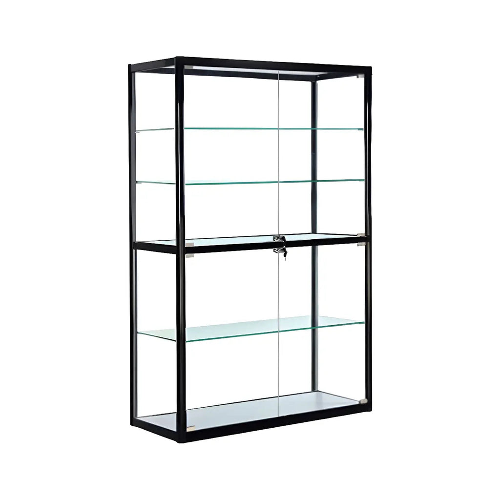 Moderner rechteckiger Vitrinenschrank aus schwarzem Glas