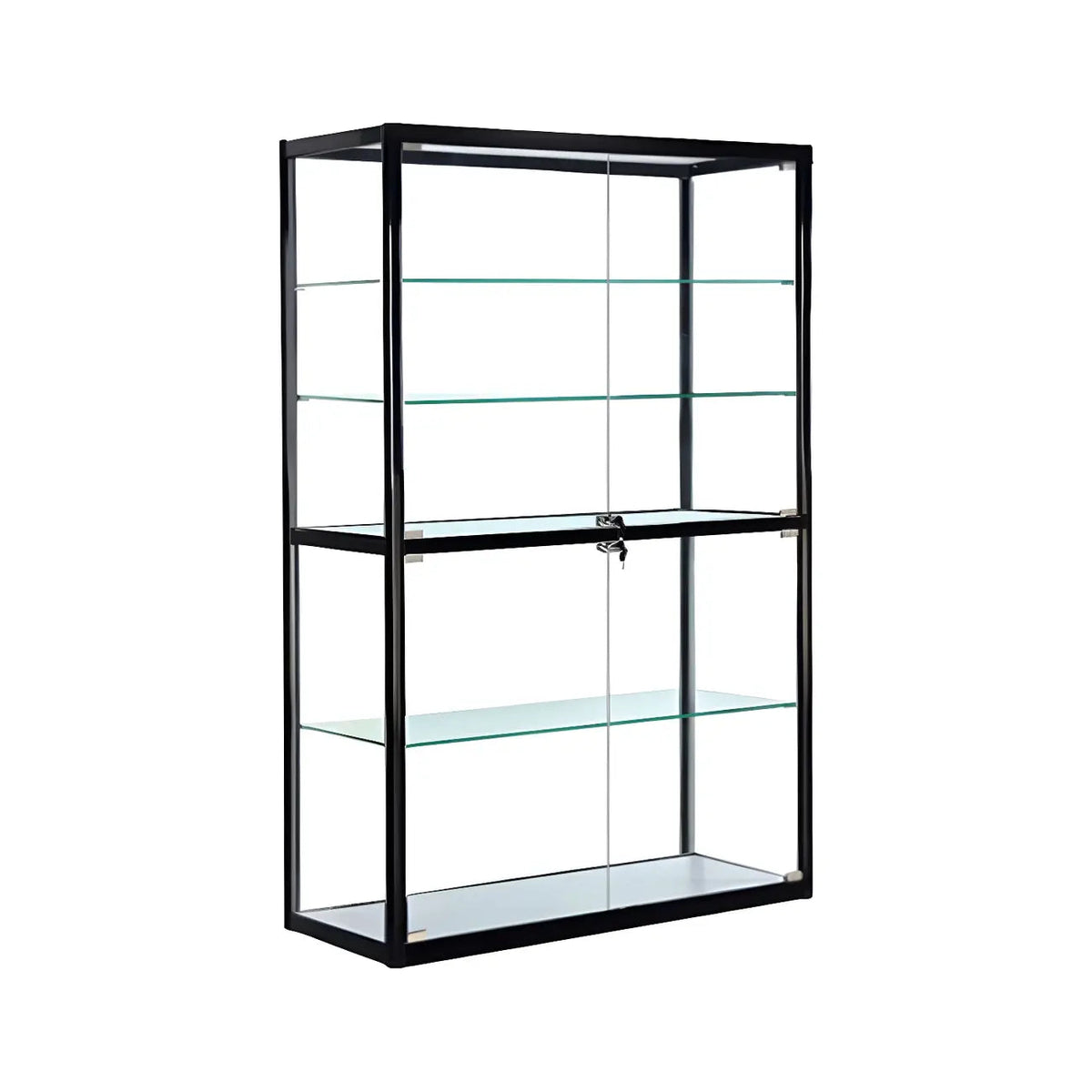 Moderner rechteckiger Vitrinenschrank aus schwarzem Glas