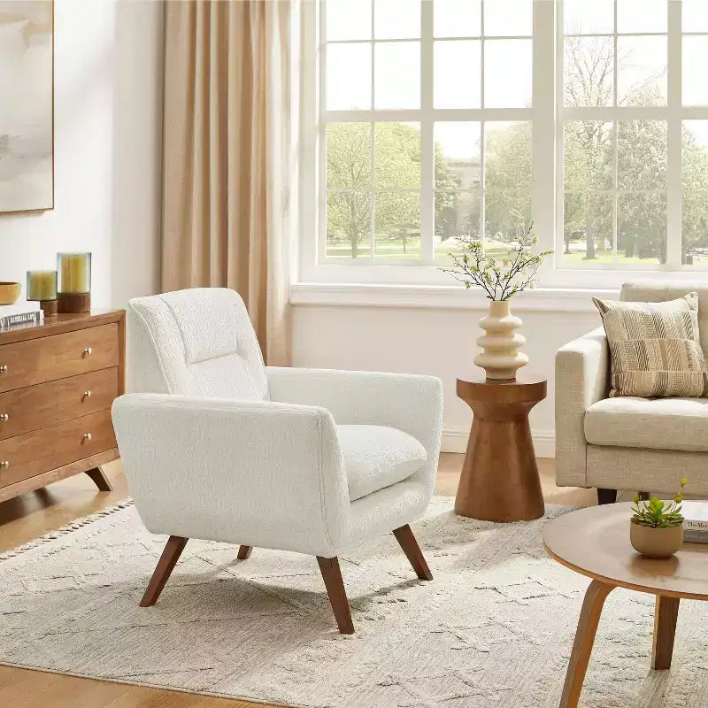 Fauteuil d'appoint confortable en flanelle jacquard Art Leon avec pieds en bois