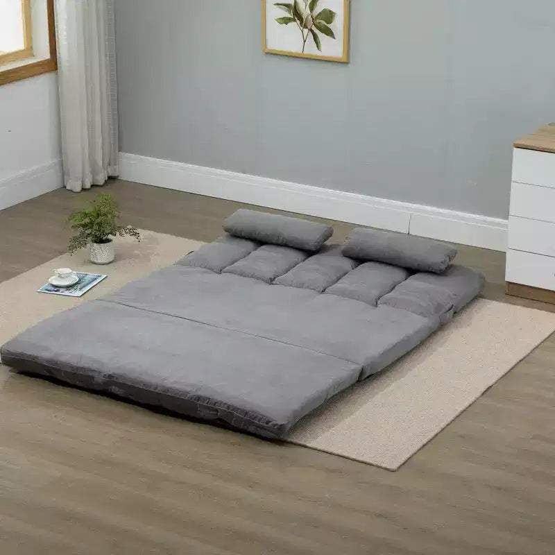 Fauteuil convertible de sol, canapé-lit pliant, chaise longue d'appoint avec 2 oreillers, dossier et appuie-tête réglables, 51.25 L