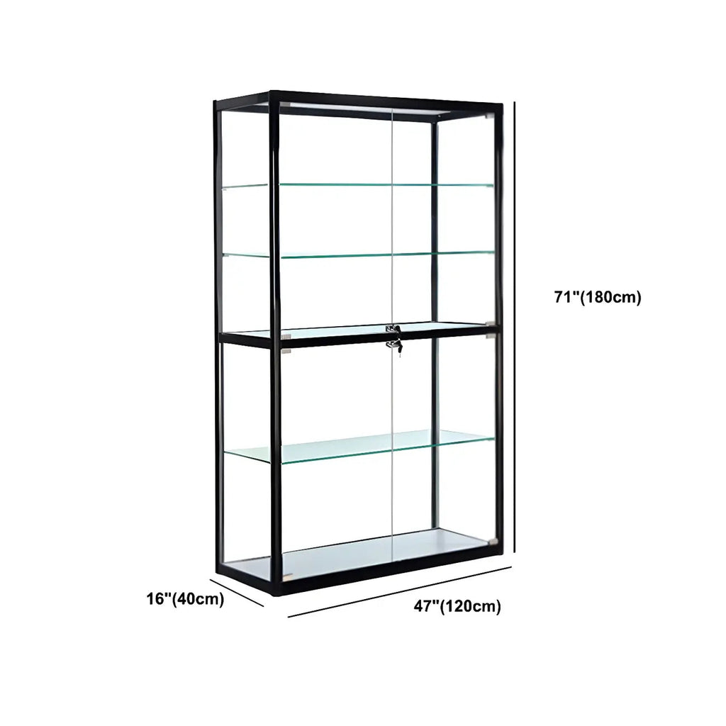 Moderner rechteckiger Vitrinenschrank aus schwarzem Glas