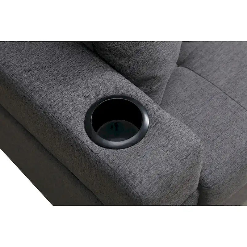 Wohnzimmer-Ecksofa mit L-förmiger Chaiselongue und Becherhalter