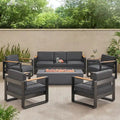 Giovanna Outdoor-Sitzgruppe aus Aluminium für 7 Personen mit Feuerstelle von Christopher Knight Home