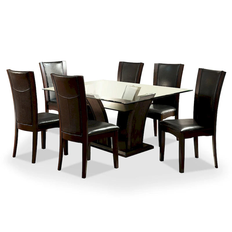 Ensemble de salle à manger Bind contemporain de 7 pièces en bois massif avec étagères ouvertes, par Furniture of America