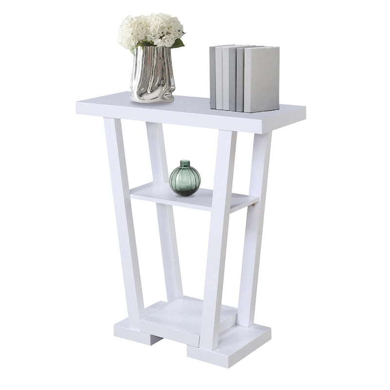 Newport V-consoletafel met planken van Convenience Concepts