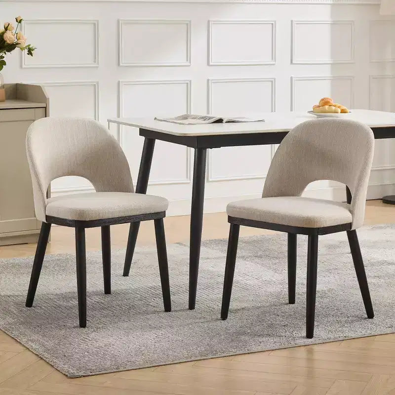 Esszimmerstuhl-Set, 4/6 Stück, gepolsterte Küchen- und Esszimmerstühle aus Leinenstoff im Landhausstil mit verstellbaren Füßen für Esszimmer und Wohnzimmer
