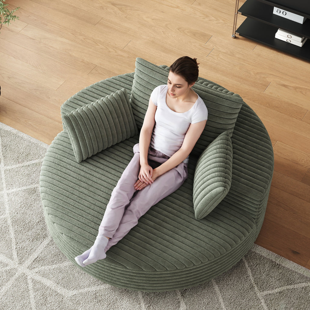 Einzelsessel mit Cord-Chenille-Bezug und Schaumstoffpolsterung, drehbar