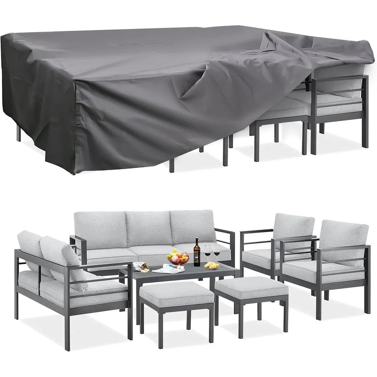 AECOJOY 7-teiliges Gartenmöbelset aus Aluminium für draußen