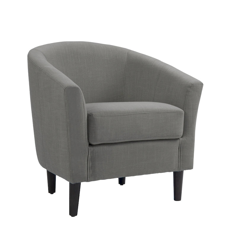 Poltrone d'accento moderne a barile, accoglienti, con braccioli, stile club
