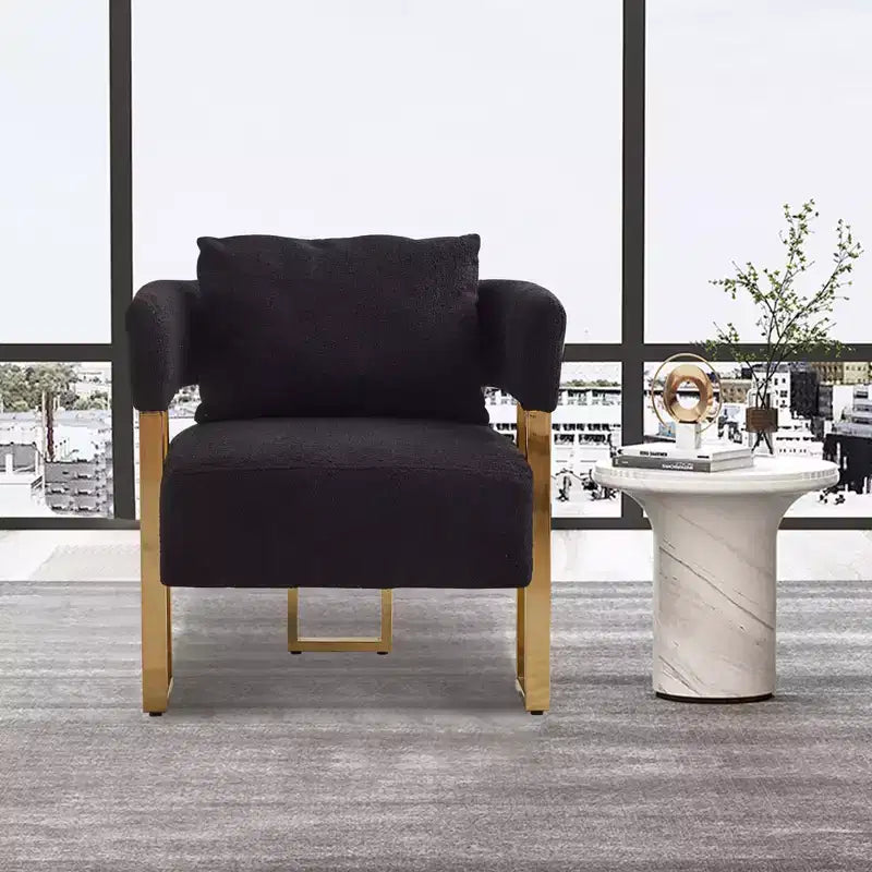 Set van 2 moderne gestoffeerde fauteuils met gouden metalen poten voor woonkamer, slaapkamer of kantoor
