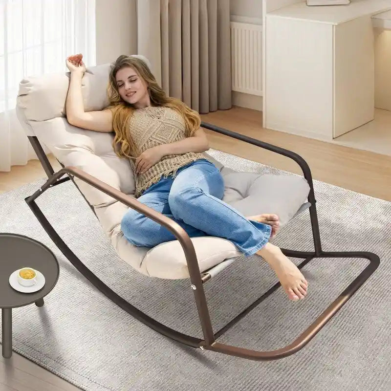 Übergroßer Schaukel-Loungesessel, extra großer Outdoor-Liegestuhl für 450 lbs mit wasserabweisenden Kissen
