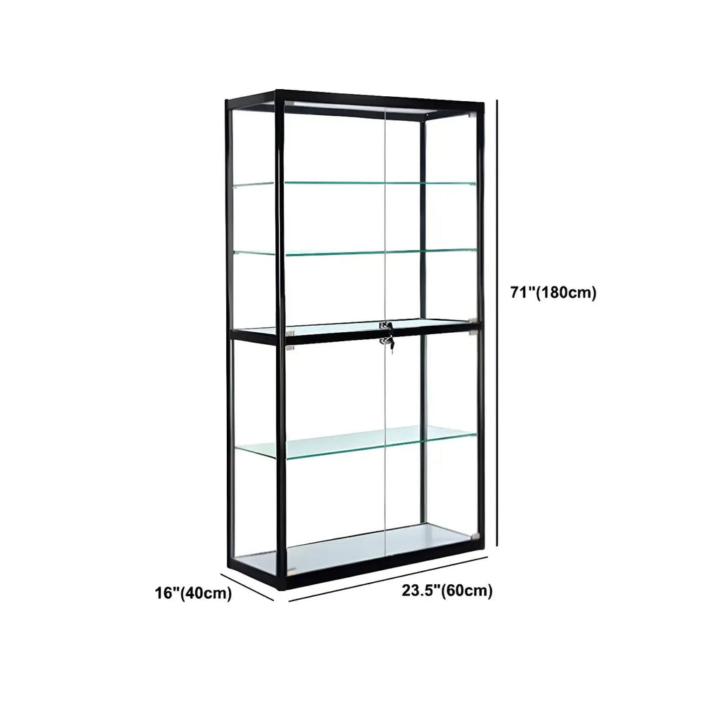 Moderner rechteckiger Vitrinenschrank aus schwarzem Glas