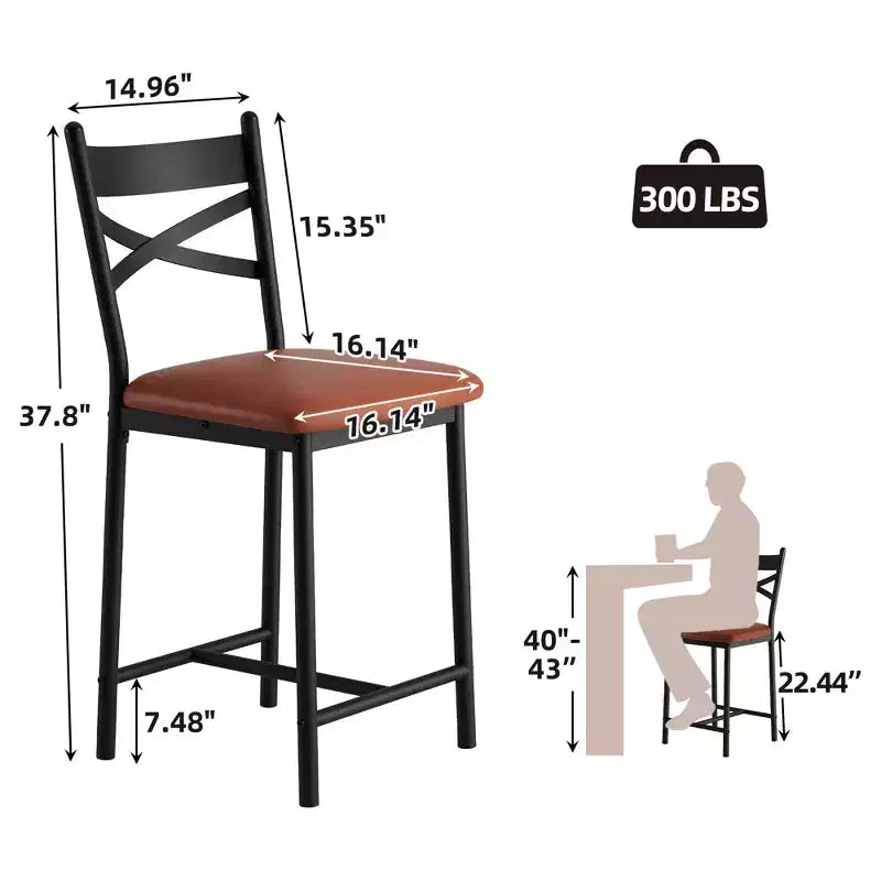 Barhocker, 4er-Set, Barstühle mit PU-Polsterung, Kücheninselstühle mit X-förmiger Rückenlehne und Metallfußstütze, schwarze Stühle in Thekenhöhe