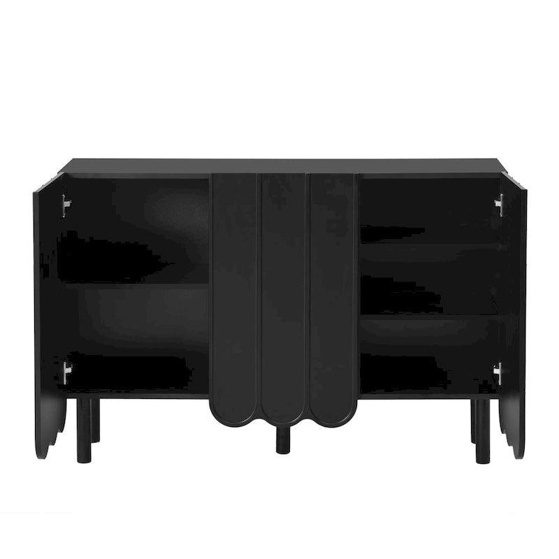 Minimalistischer Schuhschrank im Cremestil mit 5 Beinen aus Massivholz, Sideboard mit verstellbaren Ablagen