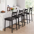 Barhocker, 4er-Set, Barstühle mit PU-Polsterung, Kücheninselstühle mit X-förmiger Rückenlehne und Metallfußstütze, schwarze Stühle in Thekenhöhe