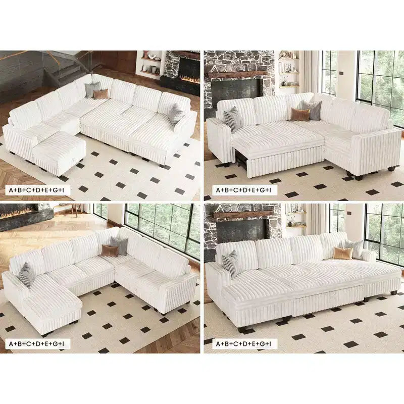 Belffin-Polsterhocker aus Cord mit Stauraum für modulares Ecksofa