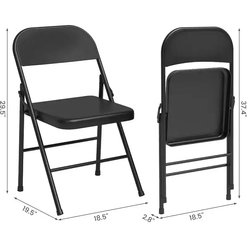 8er-Set komplett aus Stahl gefertigter Klappstühle mit Rückenlehnen, robuste klappbare Metall-Esszimmerstühle, Tragkraft 350 lbs, für drinnen und draußen geeignet