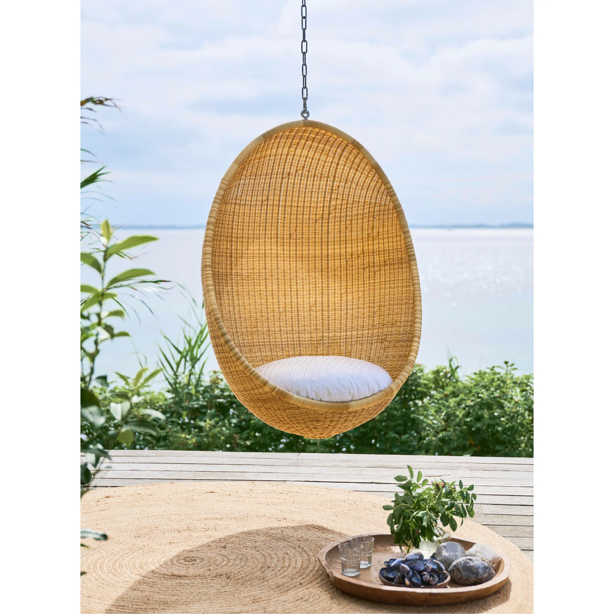 Hängesessel aus Küstenrattan mit rundem Gestell - Terrasse