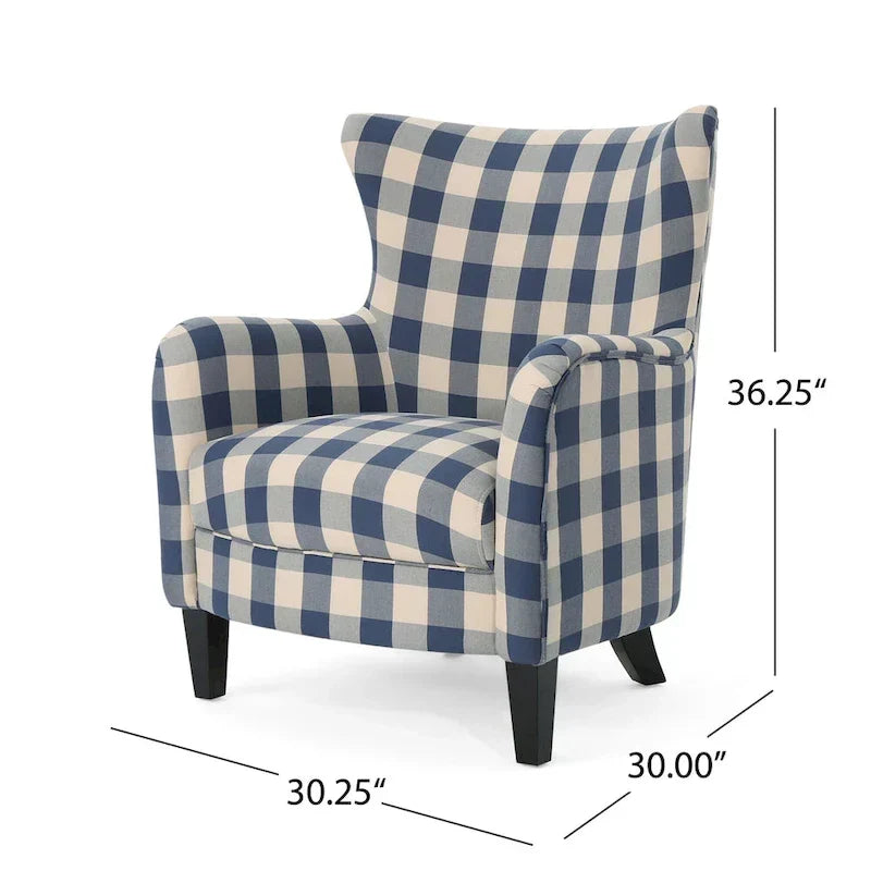 Moderne retro fauteuil met hoge rugleuning van 30.25 en houten poten voor de woonkamer