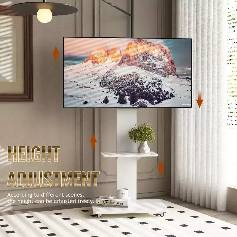 TV-meubel voor tv’s van 32-75, in hoogte verstelbare mobiele tv-wagen met lade en wielen voor de woonkamer, slaapkamer en kantoren -ModernLuxe