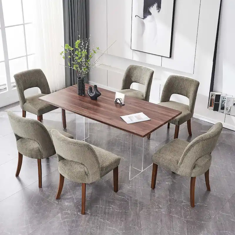 Set van 4 eetkamerstoelen met stoffen bekleding