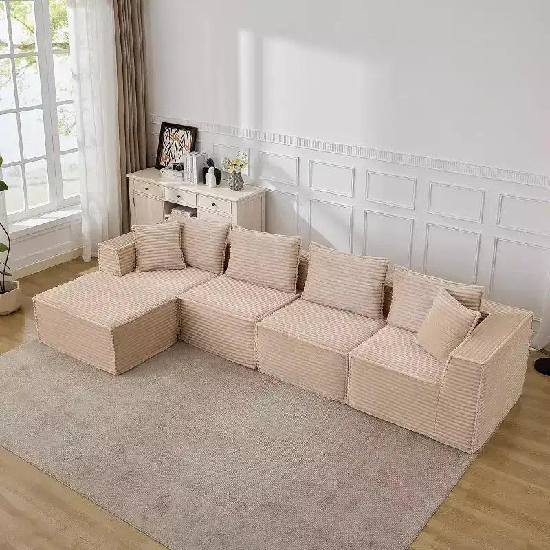 Canapé modulaire nuage de 107/ 137, canapé profond sans structure, canapé convertible confortable pour le sol avec poufs et mousse à mémoire de forme
