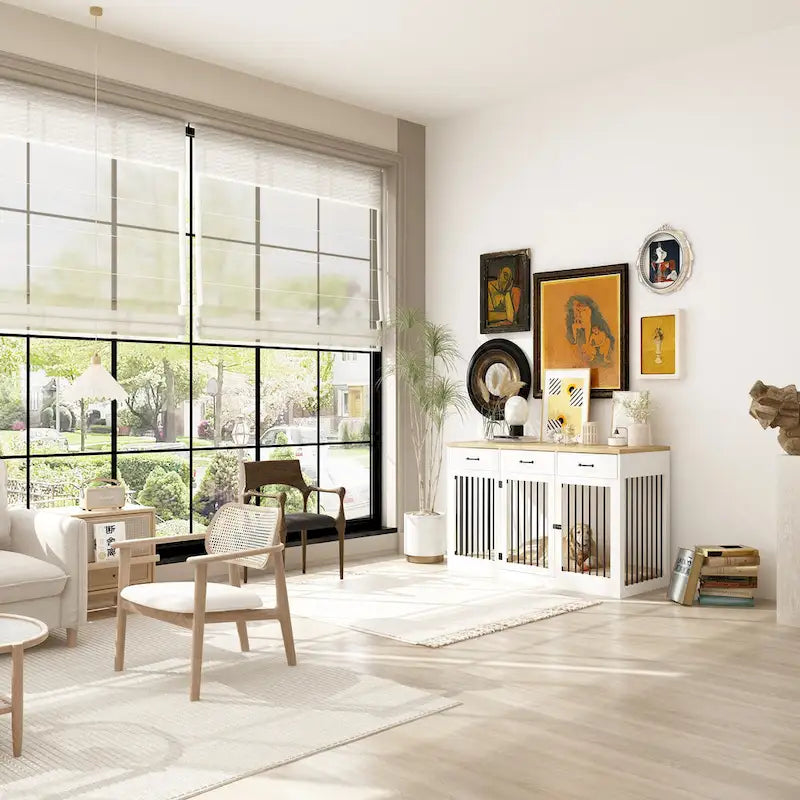 Moderne grote hondenbench met opberglades - elegante espressokleurige afwerking