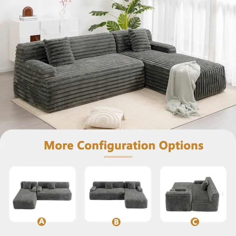 Cloud-Ecksofa, modernes Polstersofa mit 2 Zierkissen, frei kombinierbares Sofa, modulares Ecksofa in L-Form