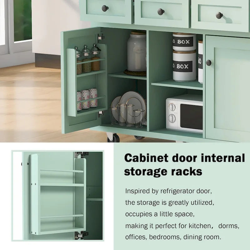 Îlot de cuisine portable à roulettes avec rangement