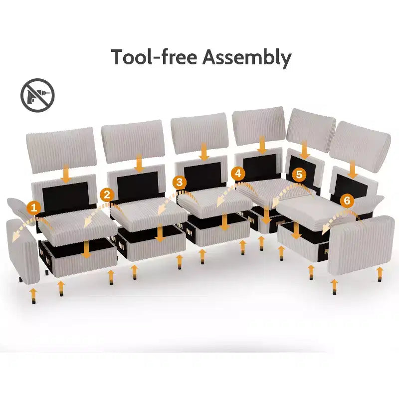 Modulares Cordsofa von Dyonery mit waschbaren Bezügen