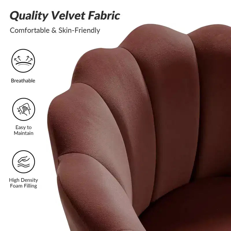 Comfy Barrel Chair with Golden Metal Legs, Living Room Accent Chair