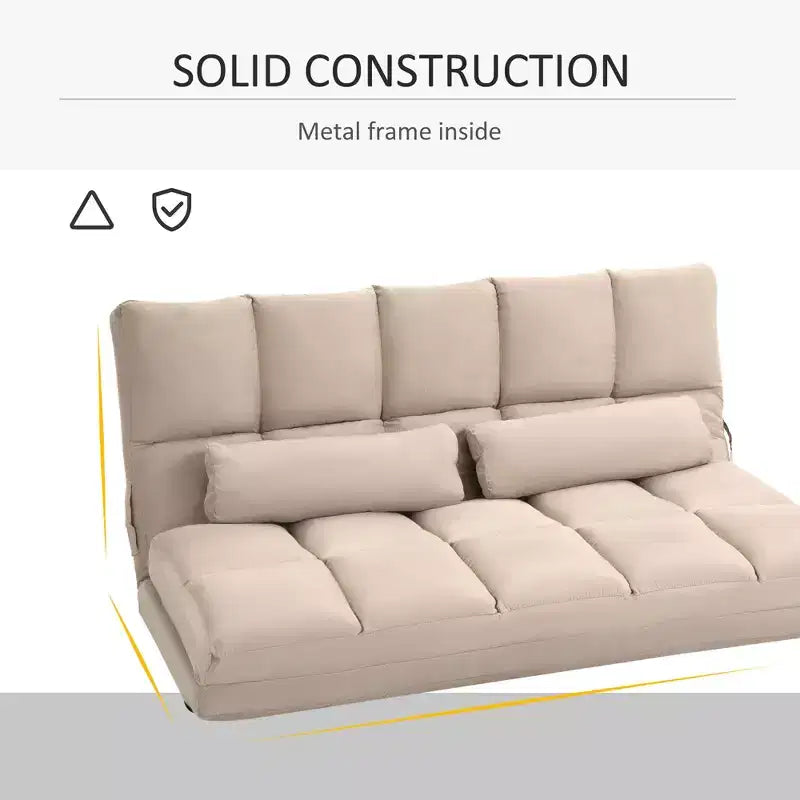 Fauteuil convertible de sol, canapé-lit pliant, chaise longue d'appoint avec 2 oreillers, dossier et appuie-tête réglables, 51.25 L