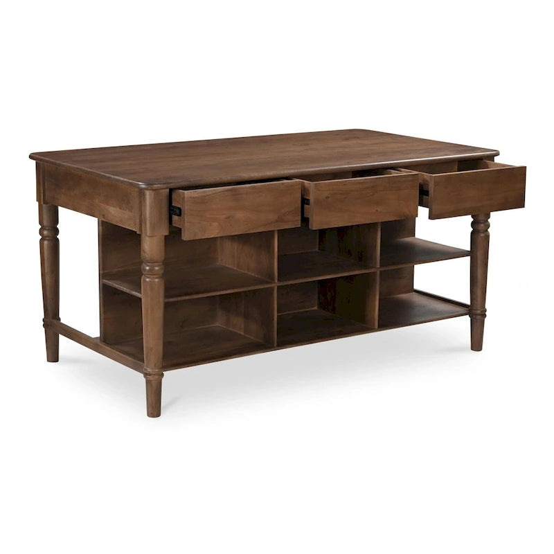 NADAAL STUDIOS Cove, Wooden Kitchen Island with Storage - 72W x40.5D x36.5H