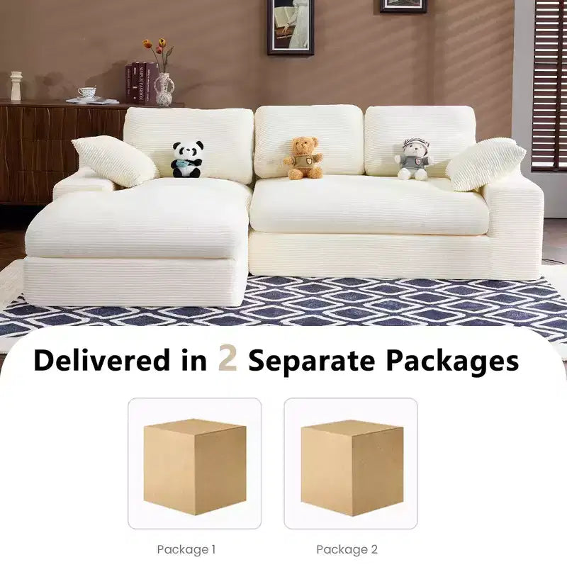 Clihome Cordsofa - weich und hautfreundlich, mit 3 Rückenkissen und 2 Zierkissen