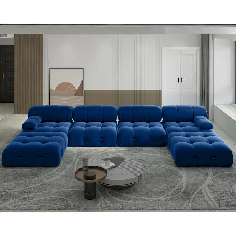 Canapé modulaire convertible de 138, canapé minimaliste en velours en U